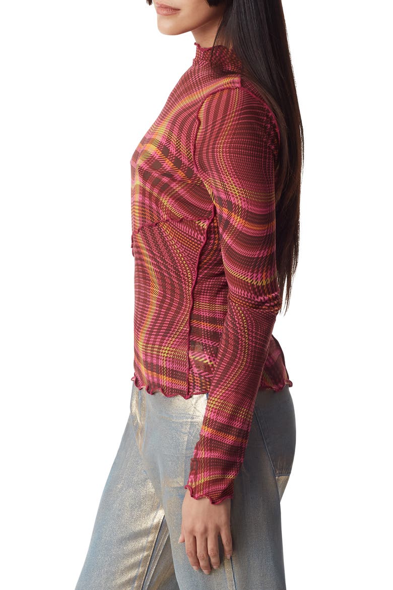 Trinity Long Sleeve Top, Alternate, color, SUPER PINK - PLAID TRIP