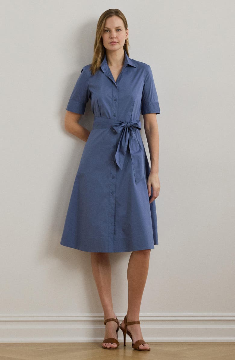 Lauren Ralph Lauren Cotton Blend Shirtdress, Alternate, color, Capri Blue