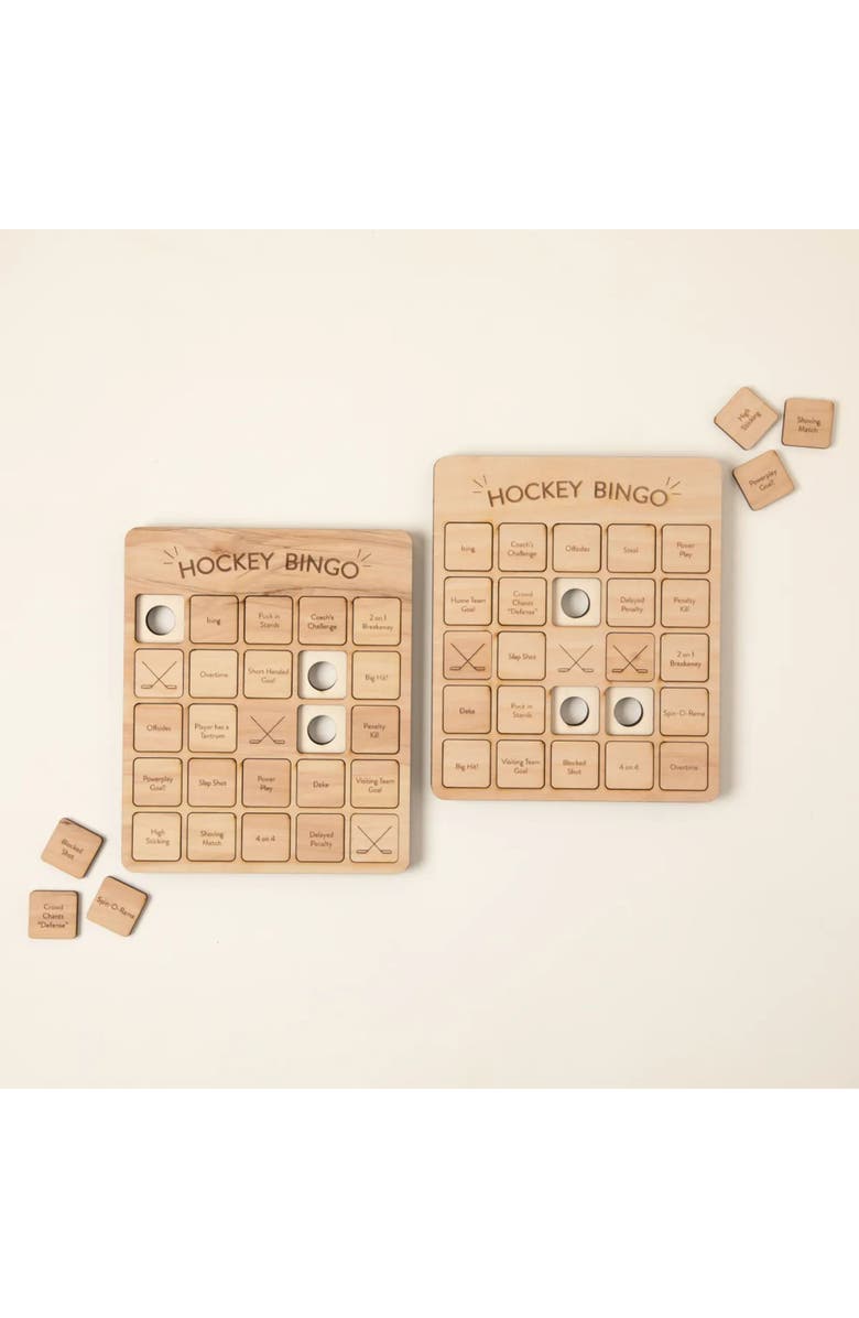 Uncommon Goods Hockey Bingo Set of 2 by Woodtech, Main, color, Beige