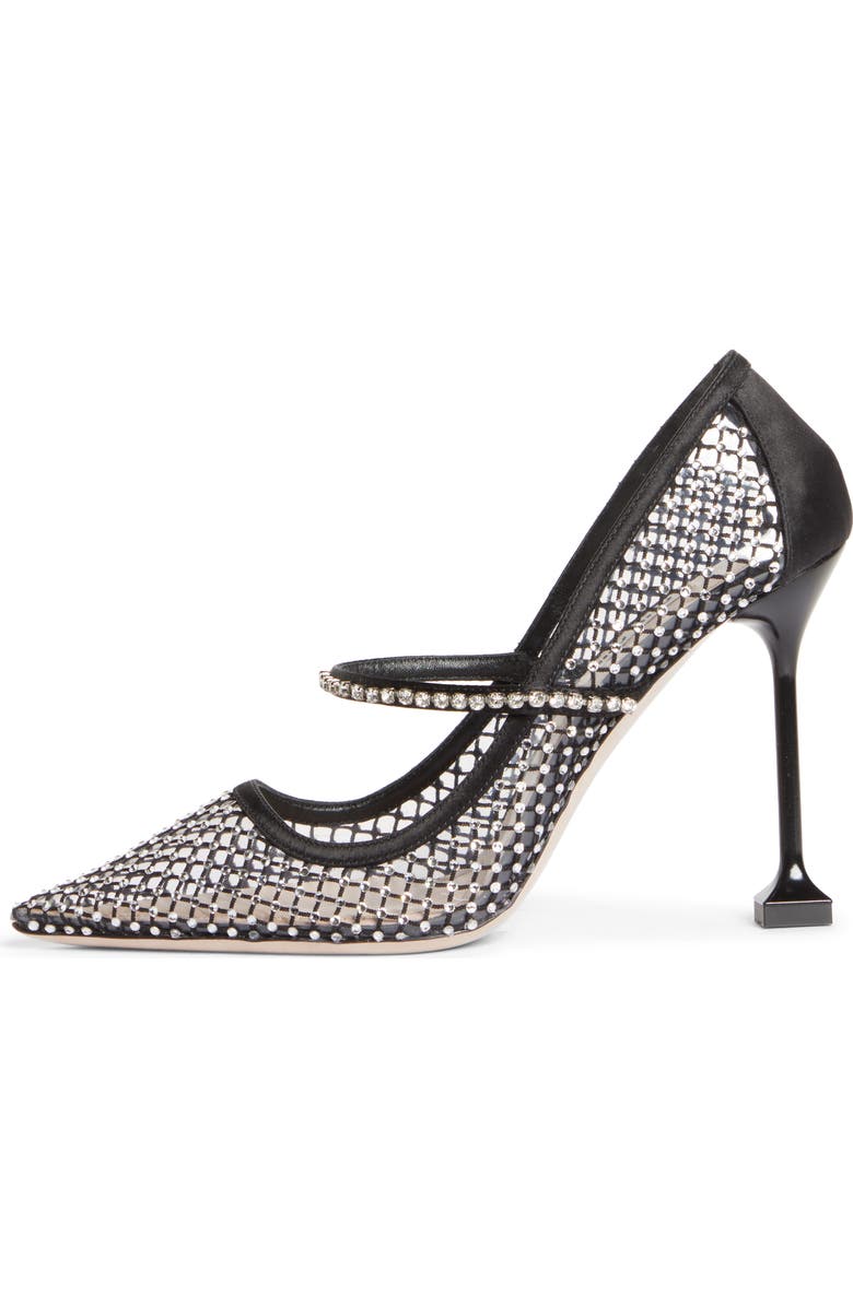 Miu Miu Crystal Embellished Fishnet Pointed Toe Pump, Alternate, color,
