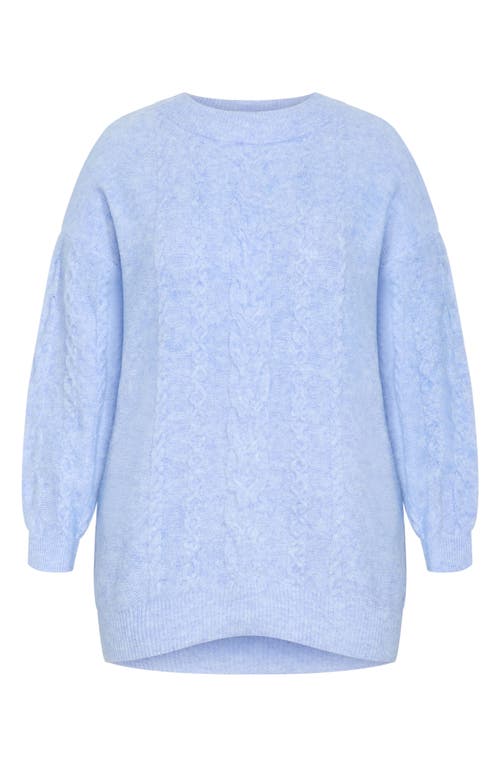 City Chic Claudia Cable Stitch Sweater In Blue