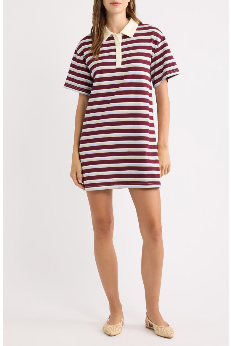 Gordie Stripe Polo Dress, Main, color, BURGUNDY STRIPE
