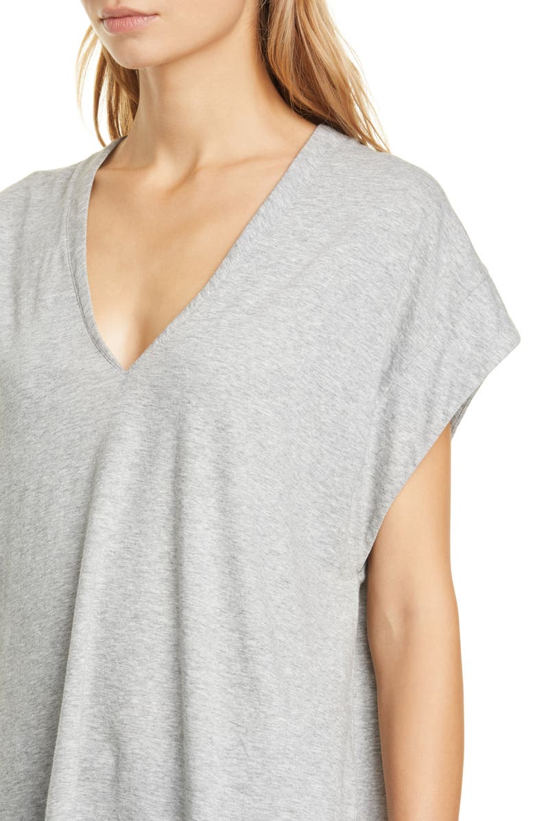 FRAME Le Mid Rise V-Neck T-Shirt, Alternate, color, Gris Heather