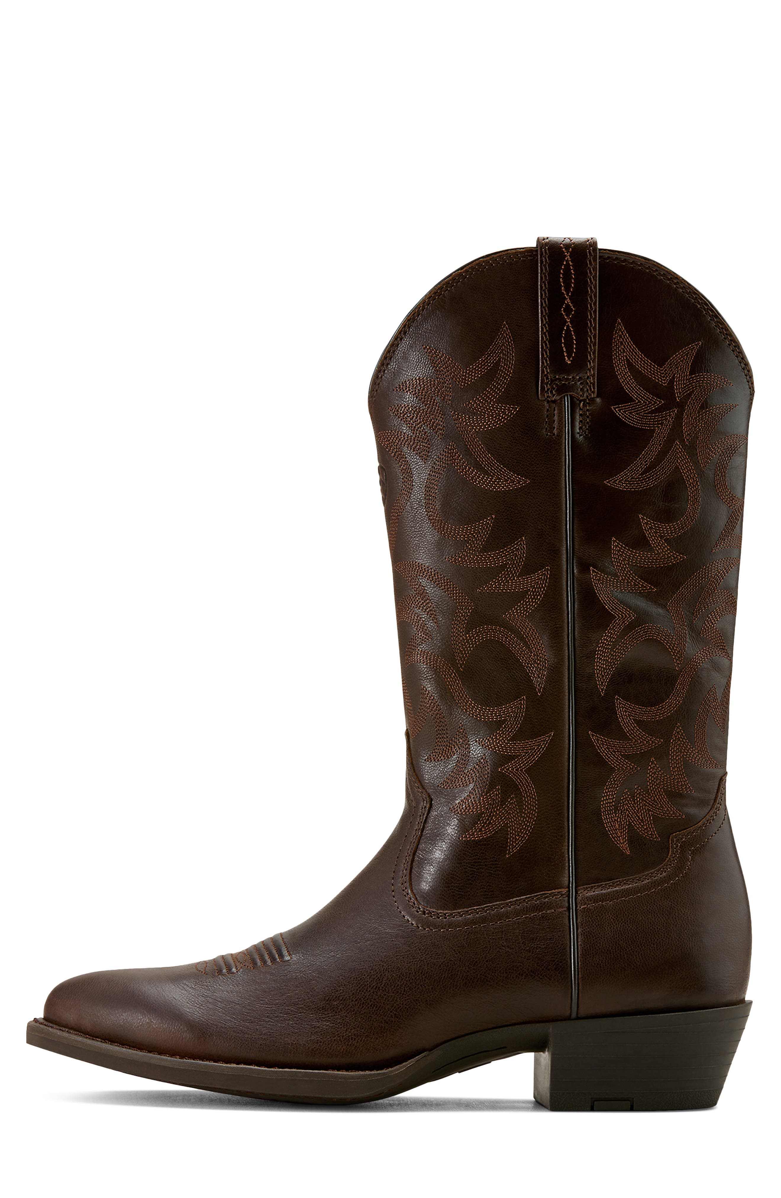 Heritage R Toe Western Boot, Alternate, color, BURNISHED CHOCOLATE