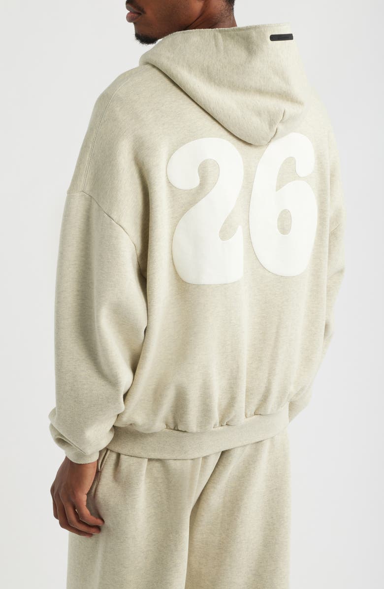 Fear of God Essentials '90s Graphic Zip Hoodie, Alternate, color, Washed Vanilla Heather