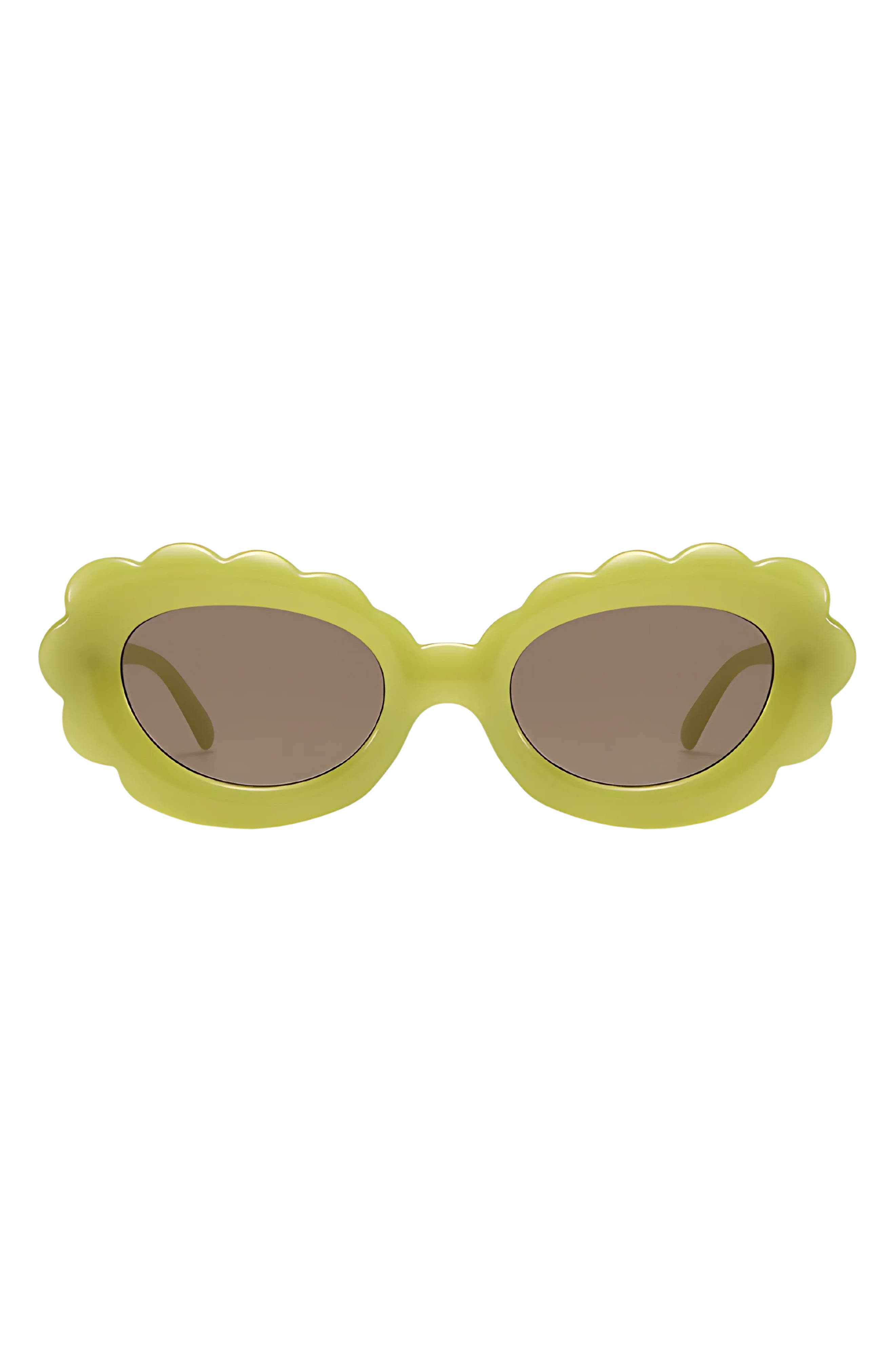 Fifth & Ninth Lilah 74mm Polarized Oversize Oval Sunglasses in Pear Green /Brown 