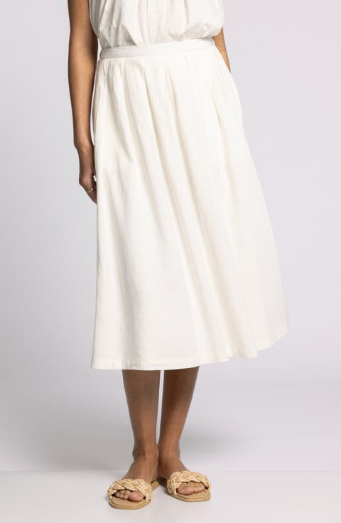 Lydia Pleated Linen Blend Midi Skirt