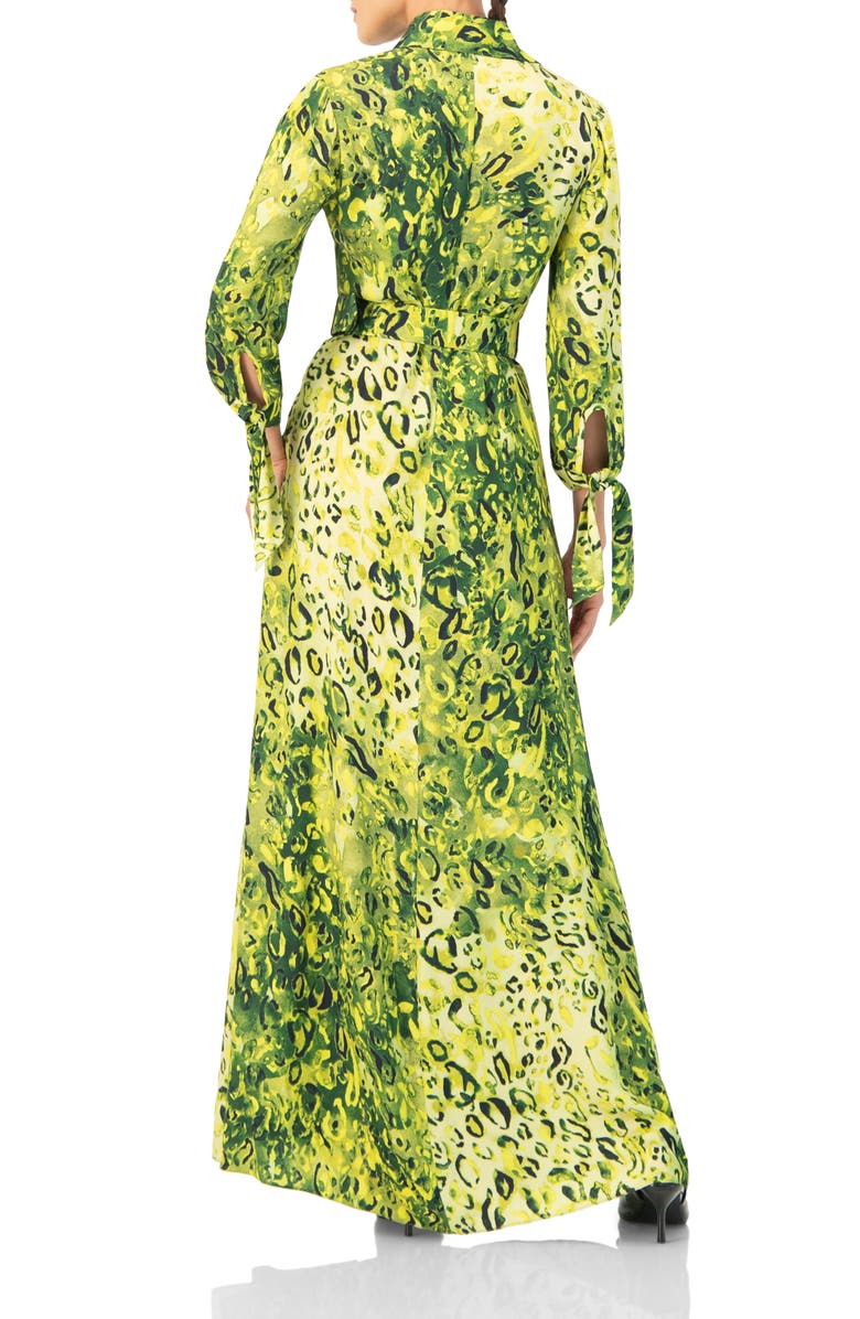 IVONNE Long Sleeve Printed Maxi Shirt Dress, Alternate, color, Green