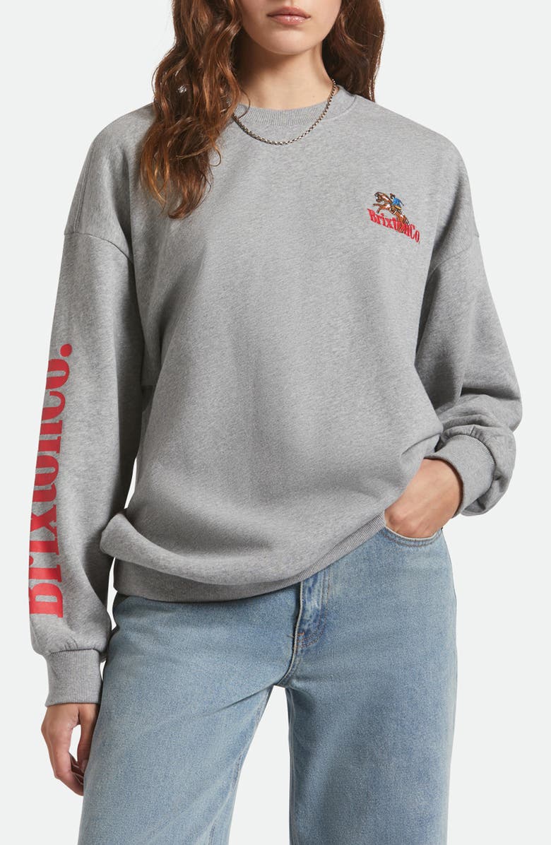 Brixton Inwood Oversize Graphic Sweatshirt, Main, color, Heather Grey