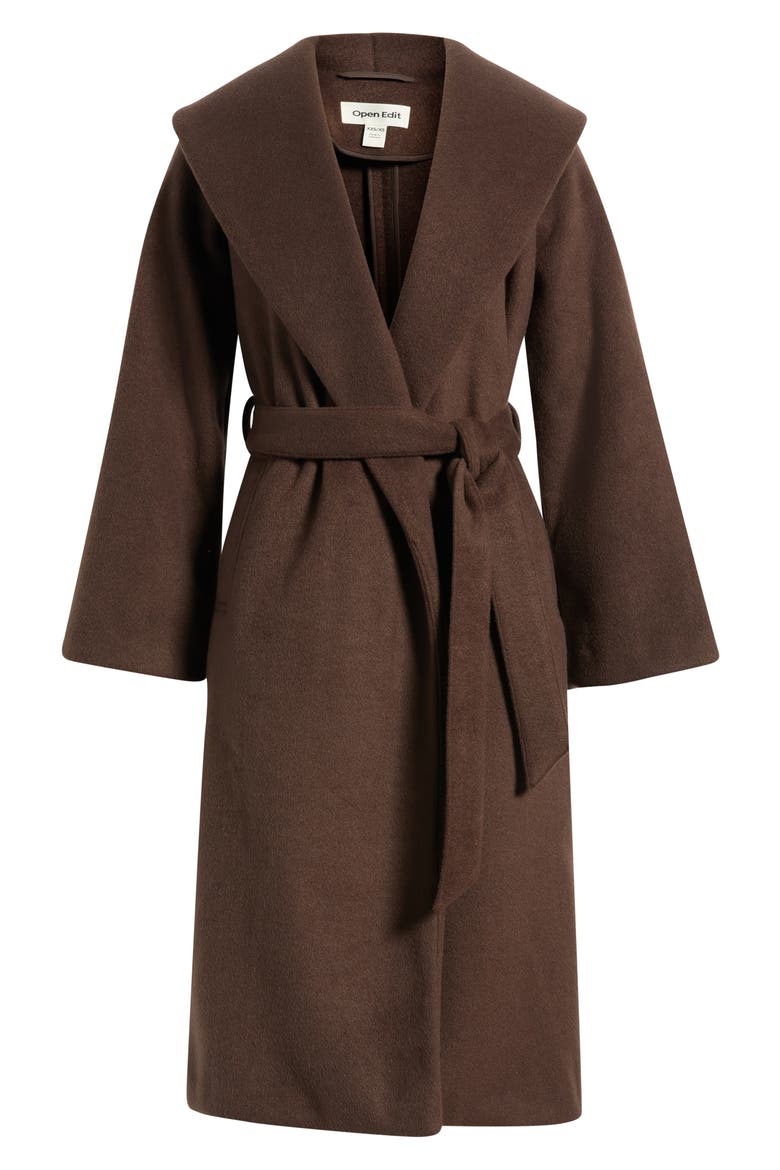 Longline Wrap Coat, Main, color, BROWN SEAL