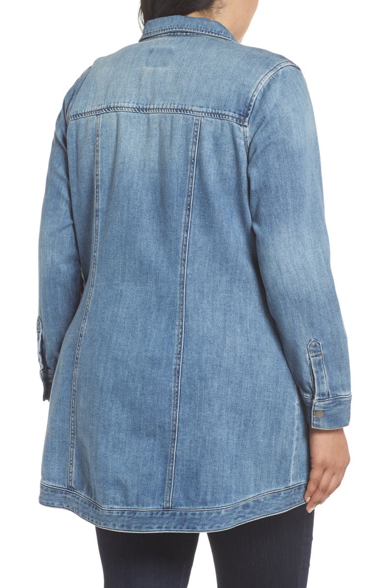 Liverpool Long Denim Shirt Jacket, Alternate, color,