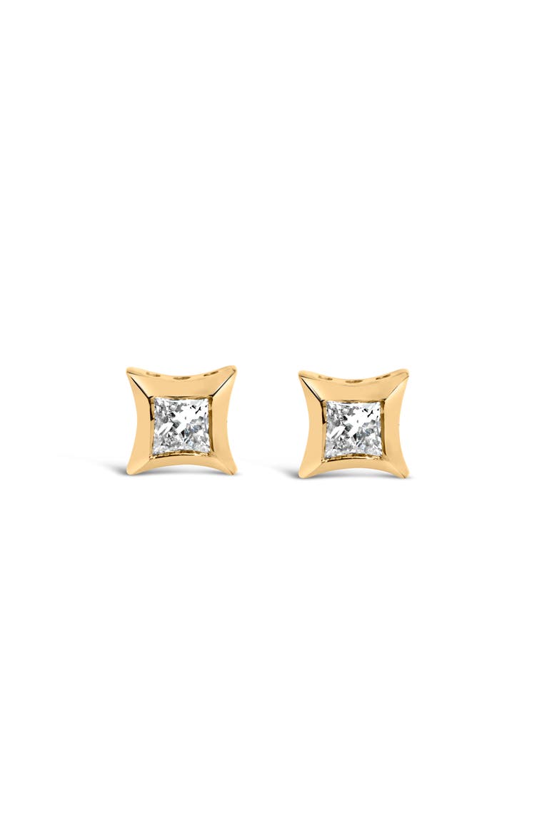 10K Gold 1/5 Cttw Invisible Set Princess-Cut Diamond Stud Earrings, Main, color, Yellow