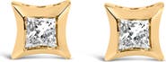 Haus of Brilliance 10K Gold 1/5 Cttw Invisible Set Princess-Cut Diamond Stud Earrings