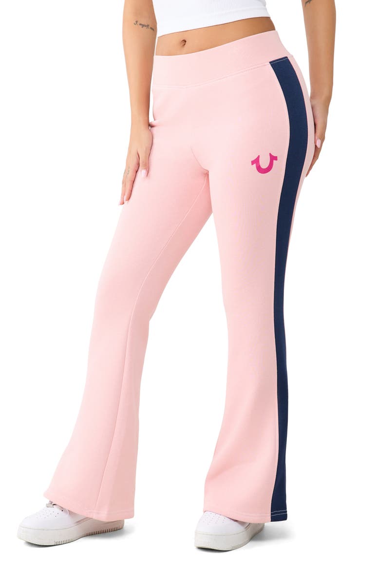 Colorblock Flare Pants, Alternate, color, DULL PINK/ DRESS BLUE