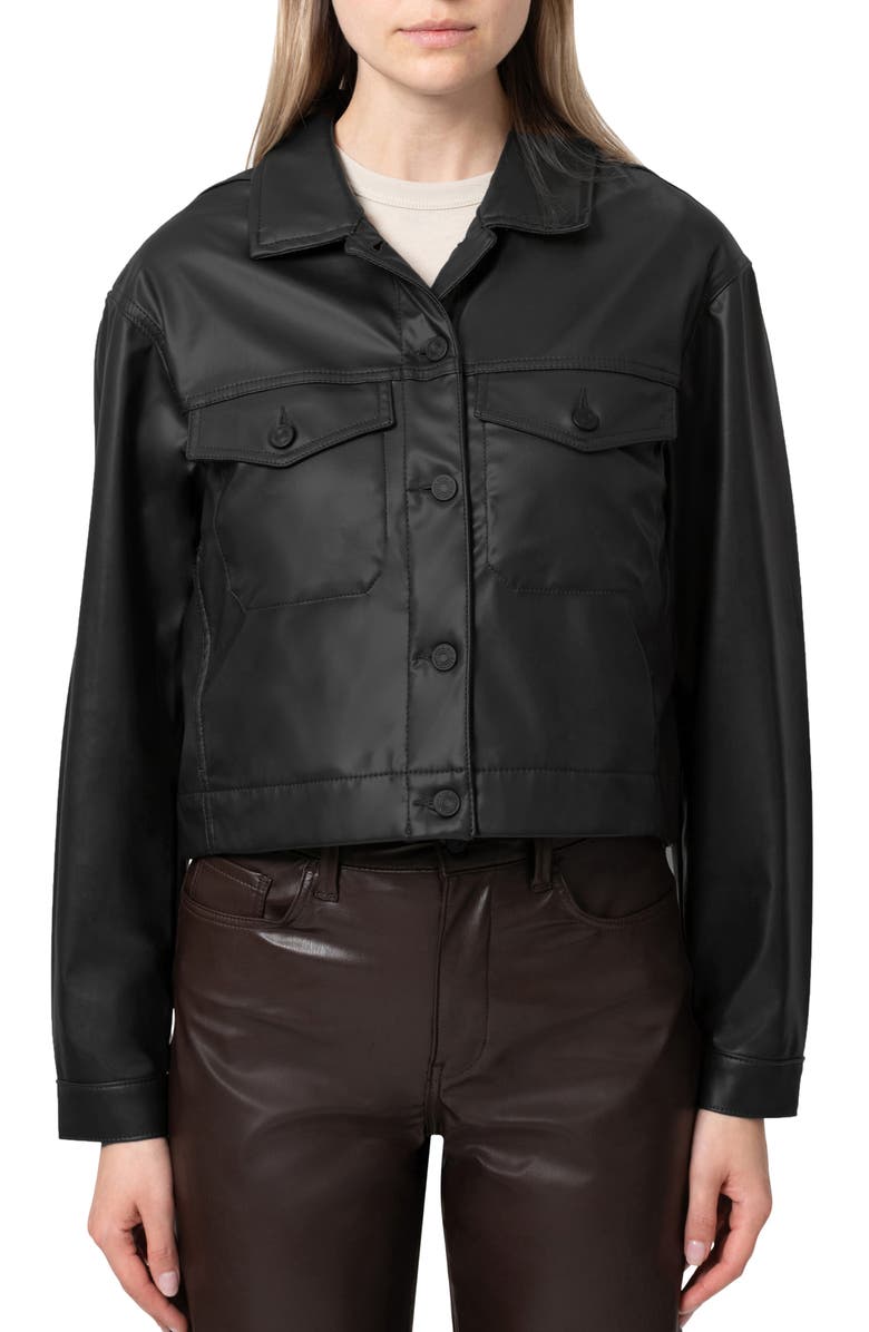 Mavi Jeans Maren Coated Button-Front Jacket, Main, color, Black Coated