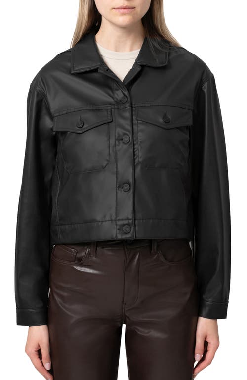 Mavi Jeans Maren Coated Button-Front Jacket in Black Coated 