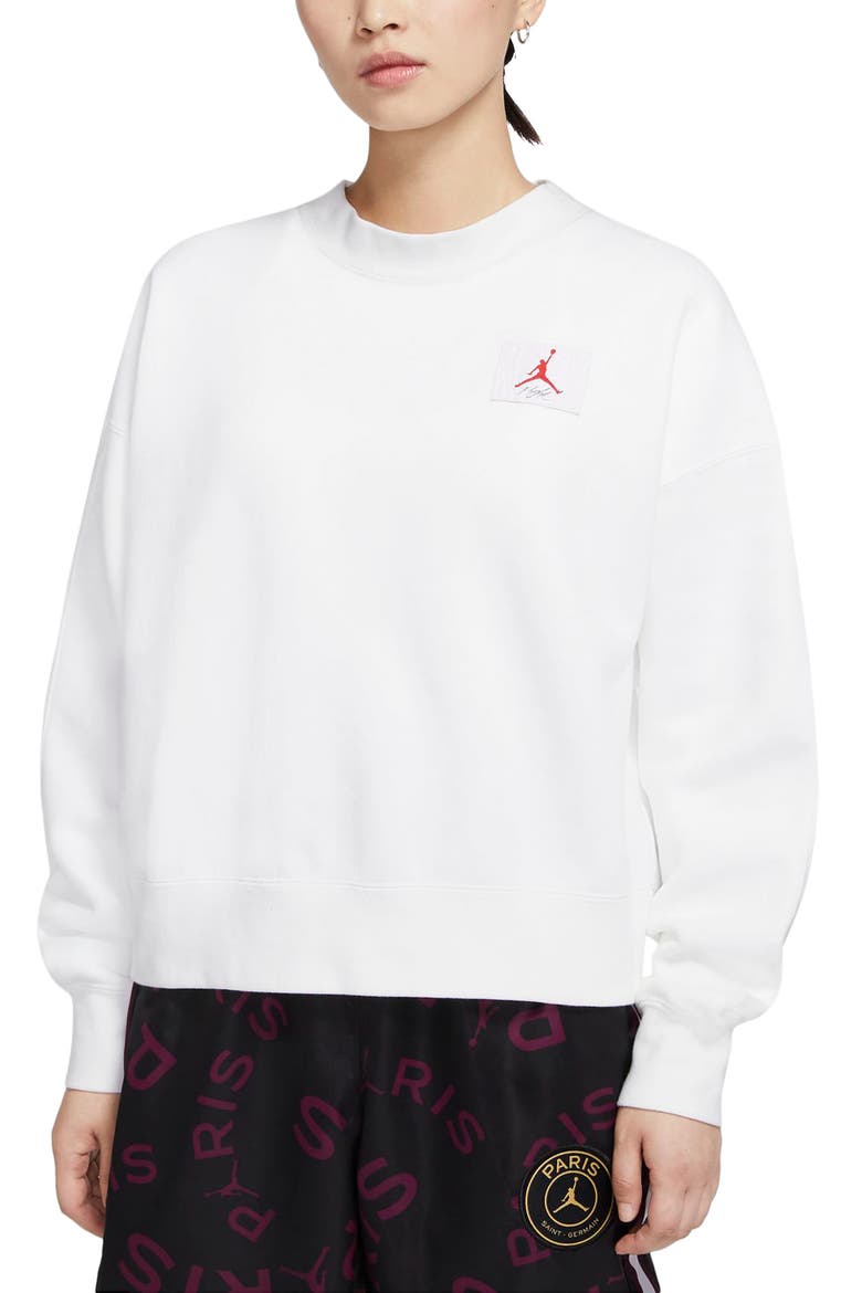 Nike Jordan Flight Women's Fleece Sweatshirt, Main, color, WHITE