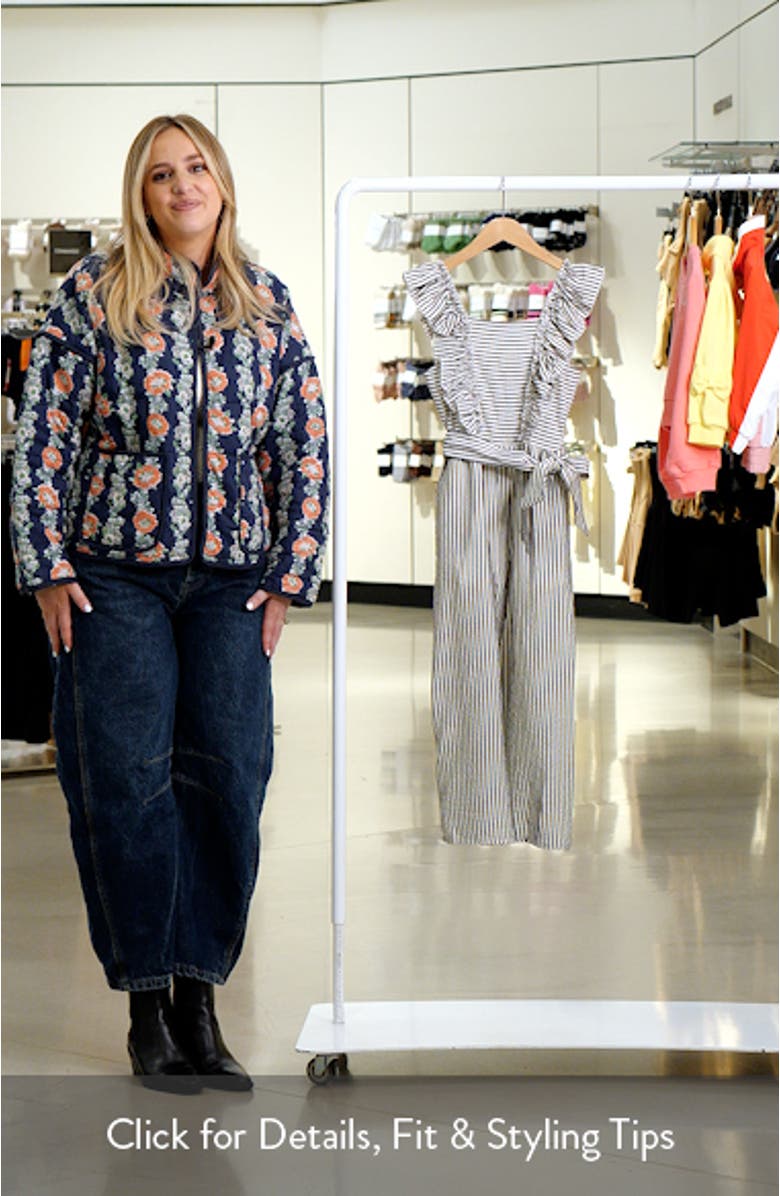 Kids' Stripe Ruffle Jumpsuit, sales video thumbnail