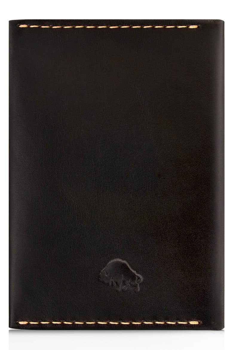 Leather Passport Wallet, Alternate, color, JET TOP STITCH