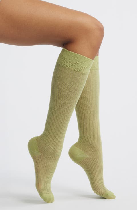 Everything's Fine Semisheer Cotton Blend Rib Knee High Socks
