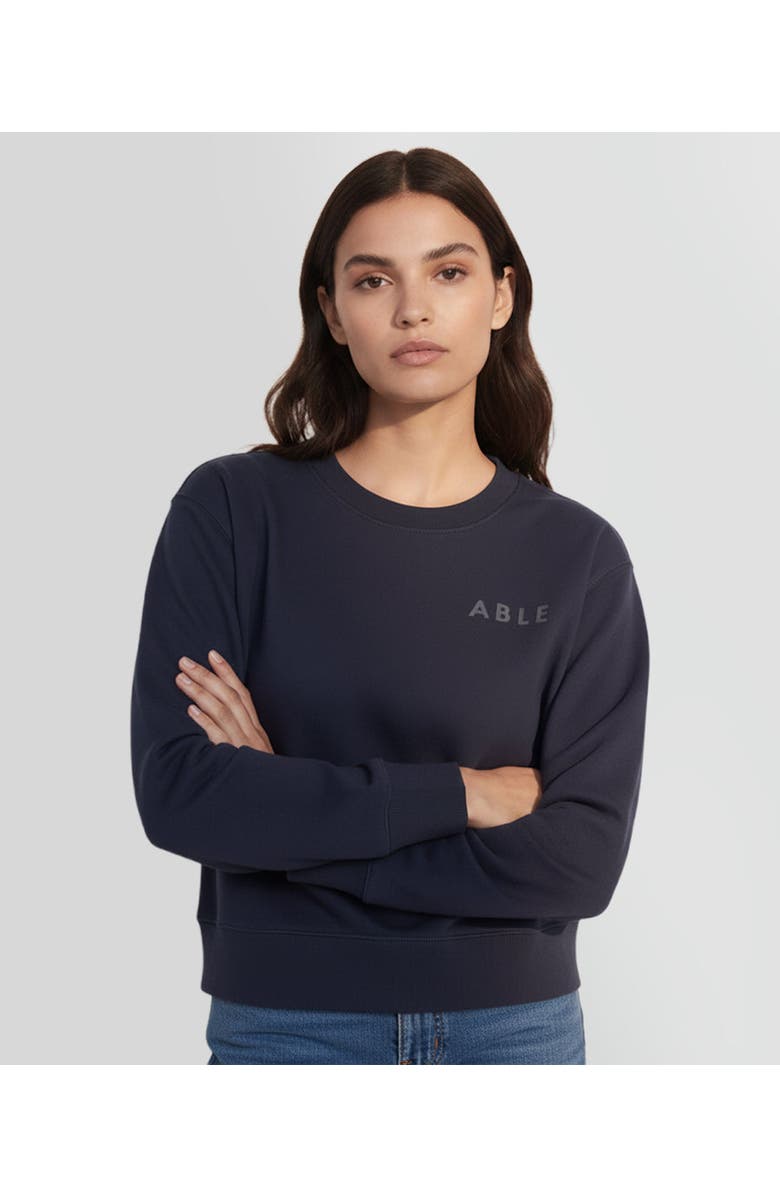 ABLE Signature Crew Sweatshirt Navy Ink, Main, color, Navy Ink