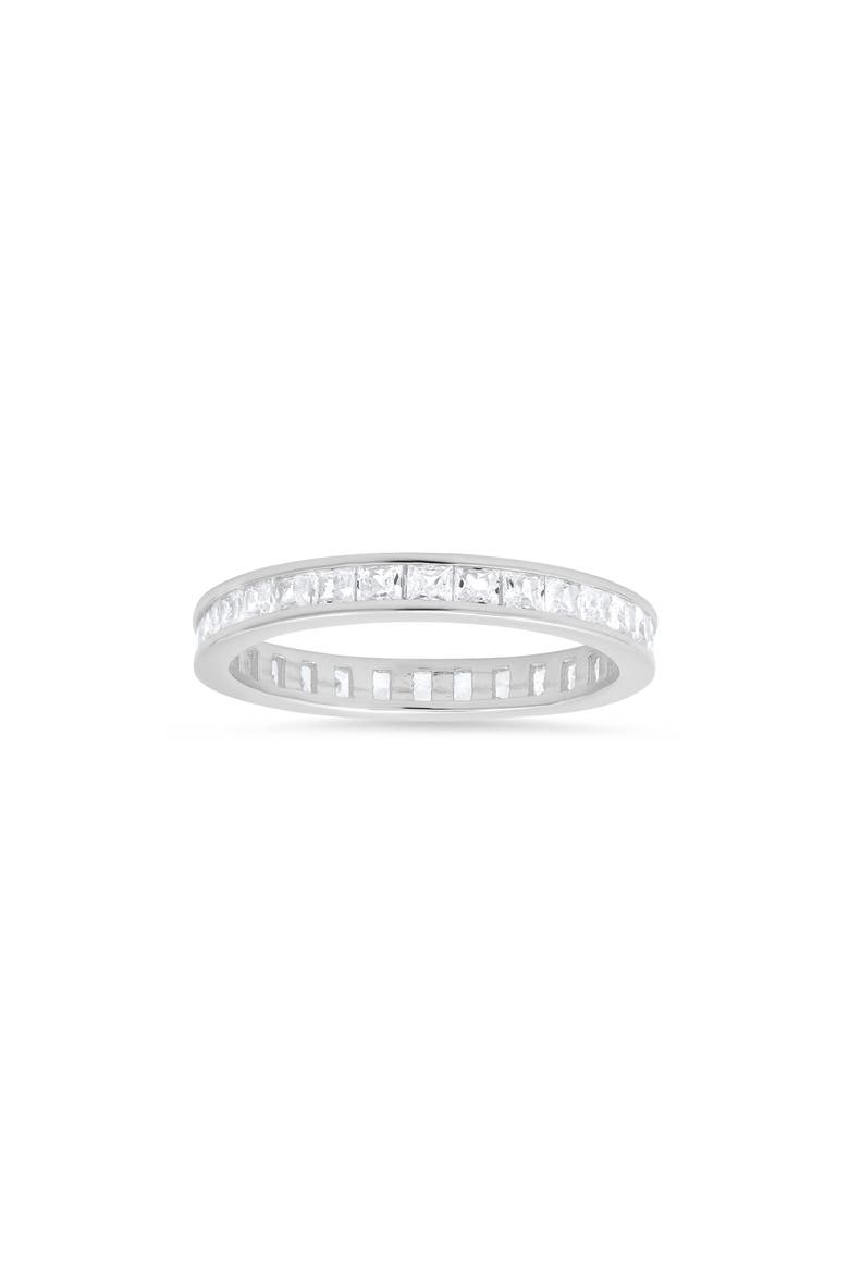 Sterling Silver Princess Cut Cubic Zirconia Band Ring, Main, color, SILVER