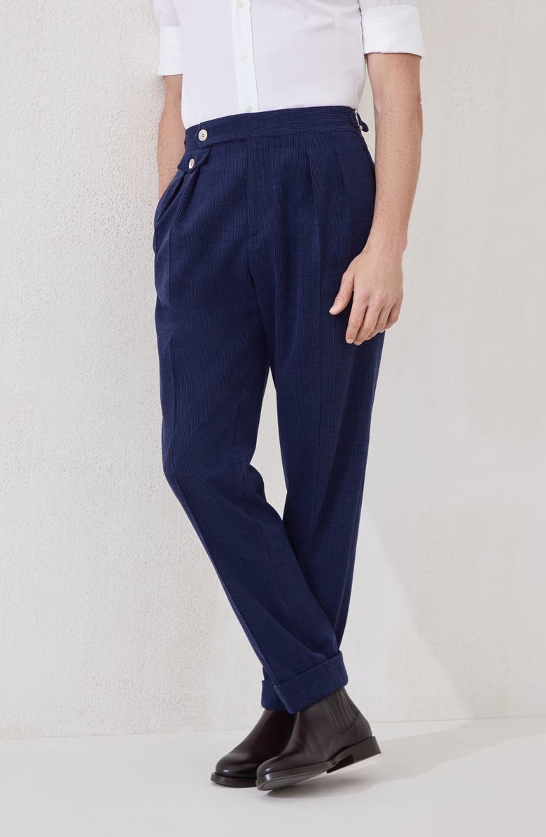 Brunello Cucinelli Double pleated trousers, Alternate, color, Sapphire