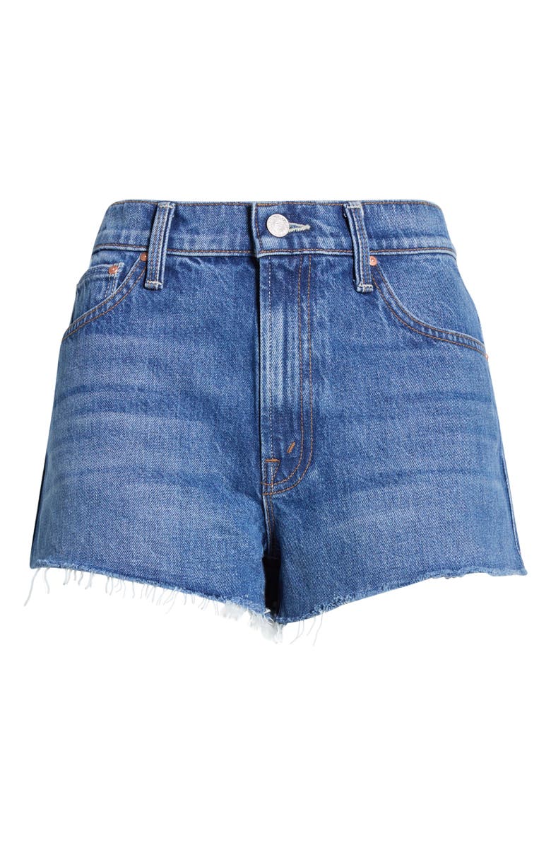 MOTHER The Dodger Denim Cutoff Shorts, Main, color, Green Thumb