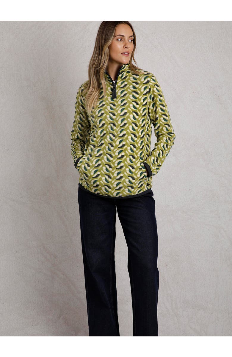 Weird Fish Reena 1/4 Zip Printed Microfleece, Main, color, Warm Olive