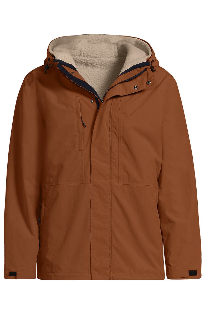 Lands' End Squall 3 in 1 High Pile Lined Jacket, Alternate, color, Rich Ginger Brown/Champagne