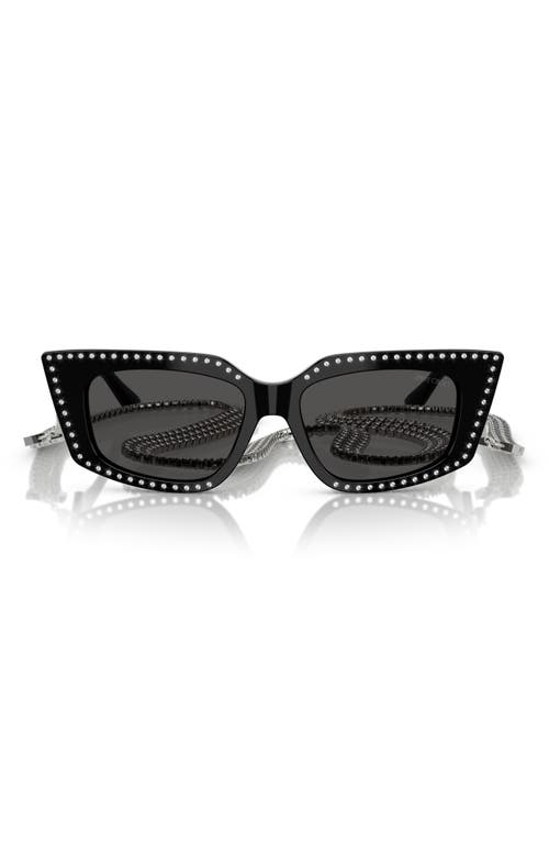 Jimmy Choo 52mm Cat Eye Sunglasses With Embellished Chain In Black