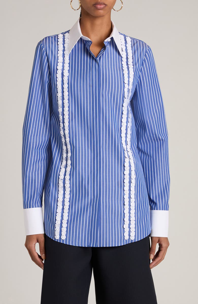 Valentino Garavani Beaded Stripe Oversize Shirt, Main, color, 