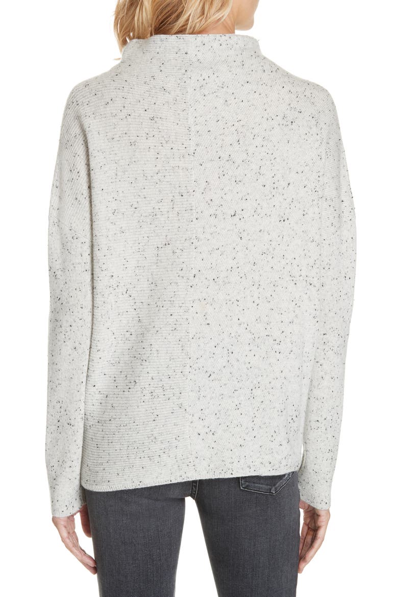 Cashmere Directional Rib Mock Neck Sweater, Alternate, color, GREY CLAY TWEED