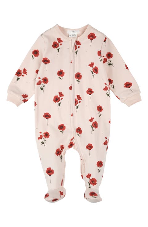Poppy Print Footed Stretch Cotton One-Piece Pajamas (Baby)