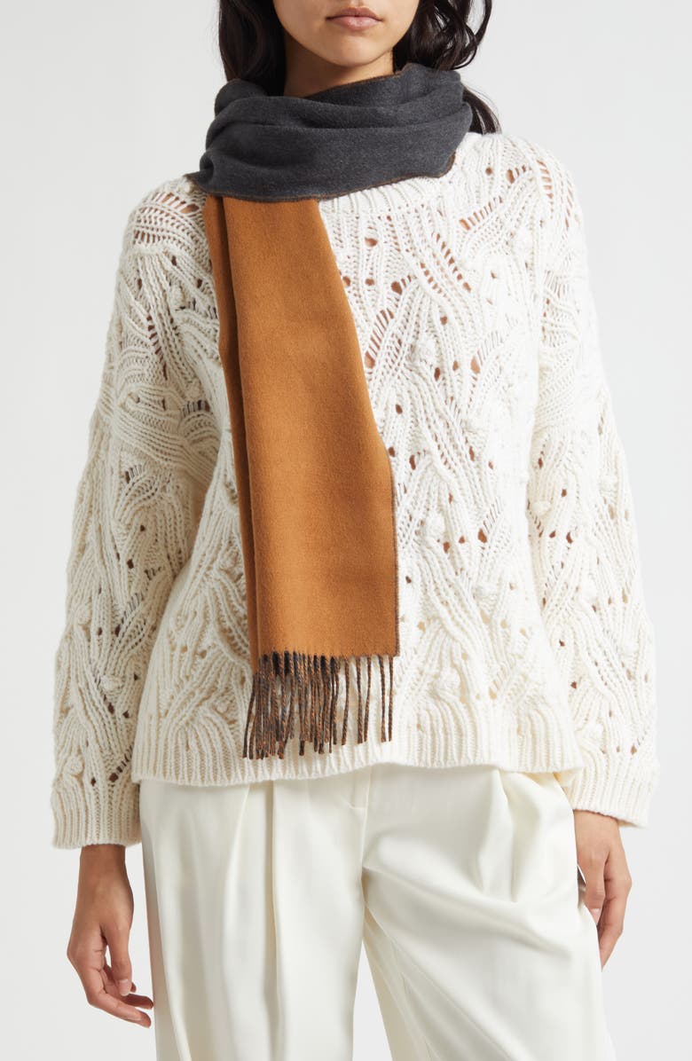 Johnstons of Elgin Contrast Reversible Cashmere Scarf, Alternate, color, Vntg Vcn Chr Ru7649