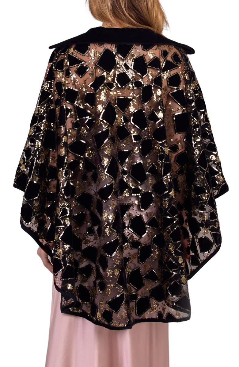 SAACHI Sequin Velvet Cape, Alternate, color, Black