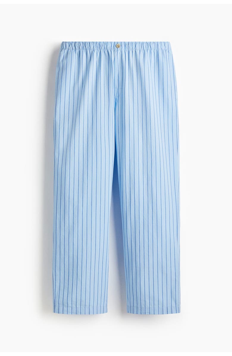 H&M Poplin Pyjama Shirt And Bottoms, Alternate, color, Light Blue/Striped