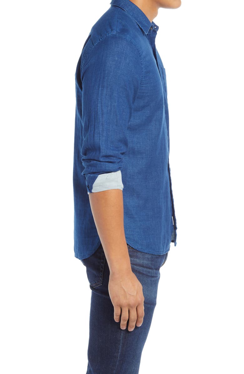 HIROSHI KATO Slim Fit Double Gauze Button-Up Shirt, Alternate, color, Indigo