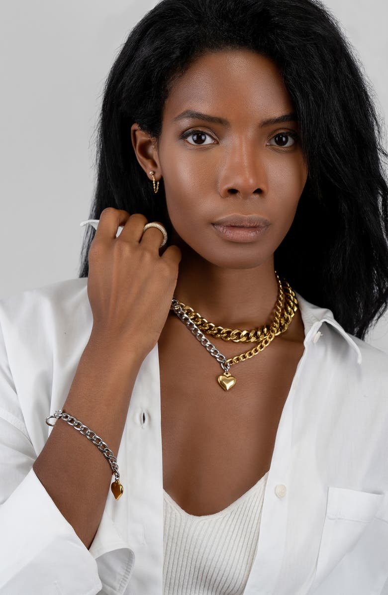 Adornia Half & Half Heart Chain Toggle Necklace, Alternate, color, Multi