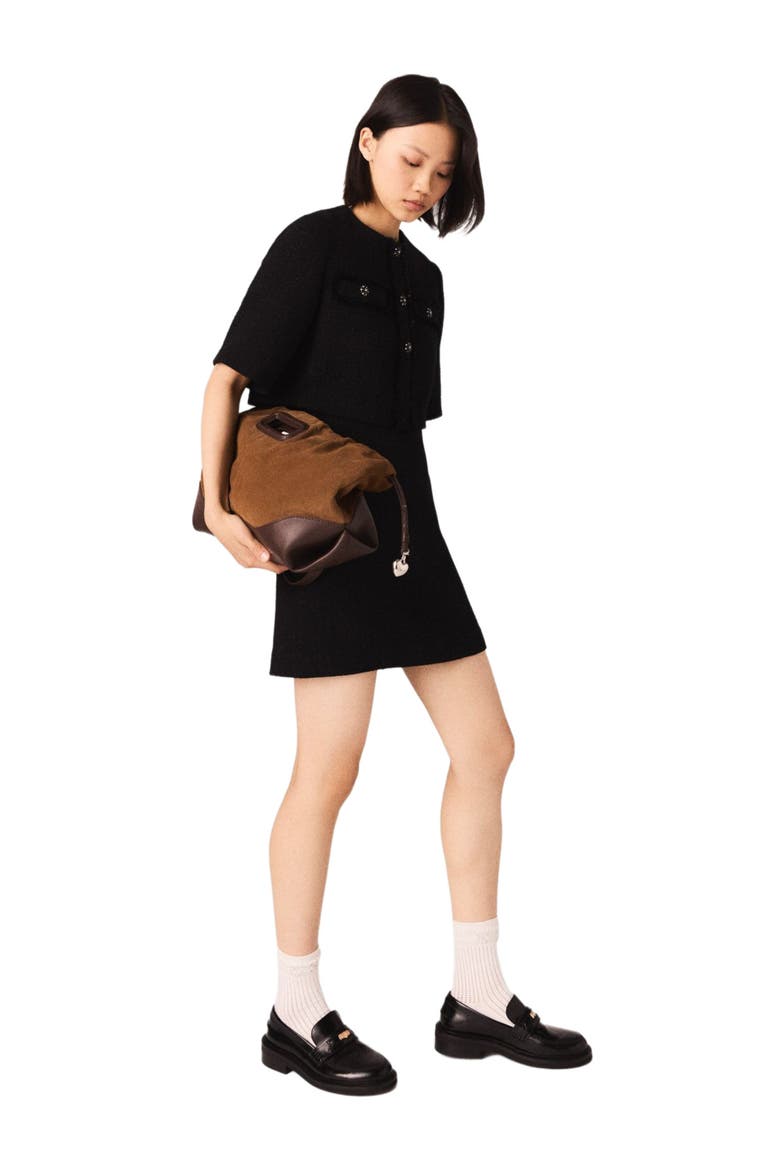 2-in-1 shiny tweed dress, Alternate, color, Black