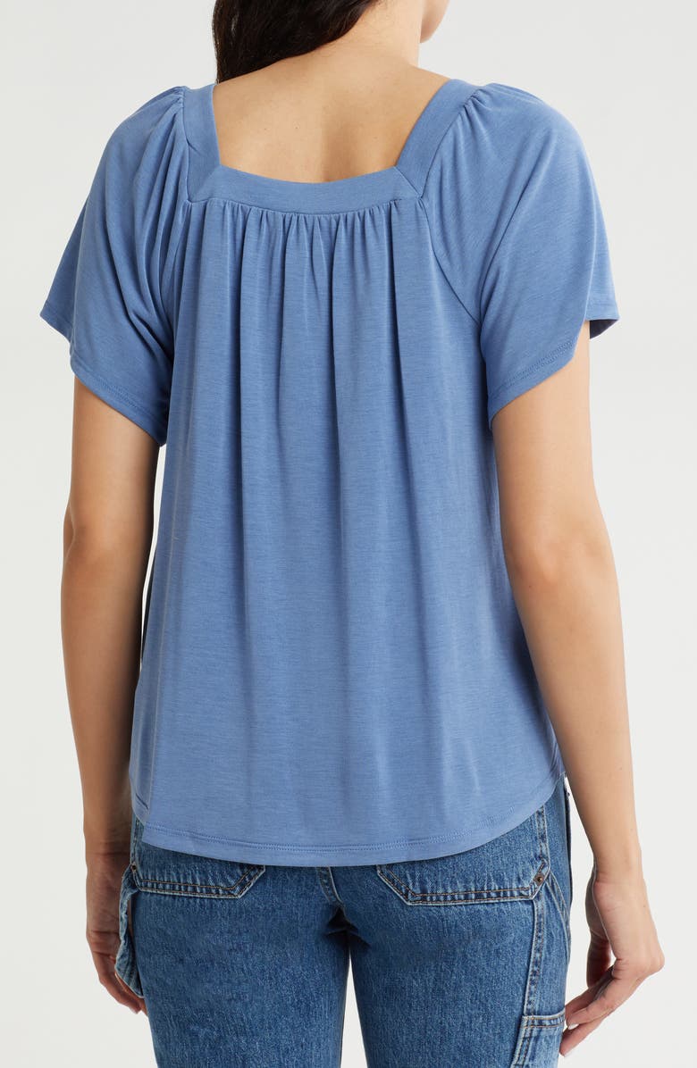 Lucky Brand Square Neck Flutter Sleeve Top, Alternate, color, Delft
