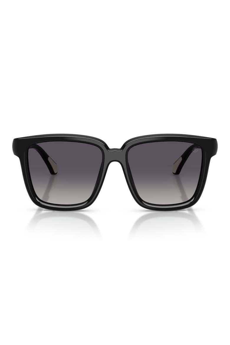 Clasico 54mm Polarized Gradient Pillow Sunglasses, Main, color, SHINY BLACK / GREY GRADIENT