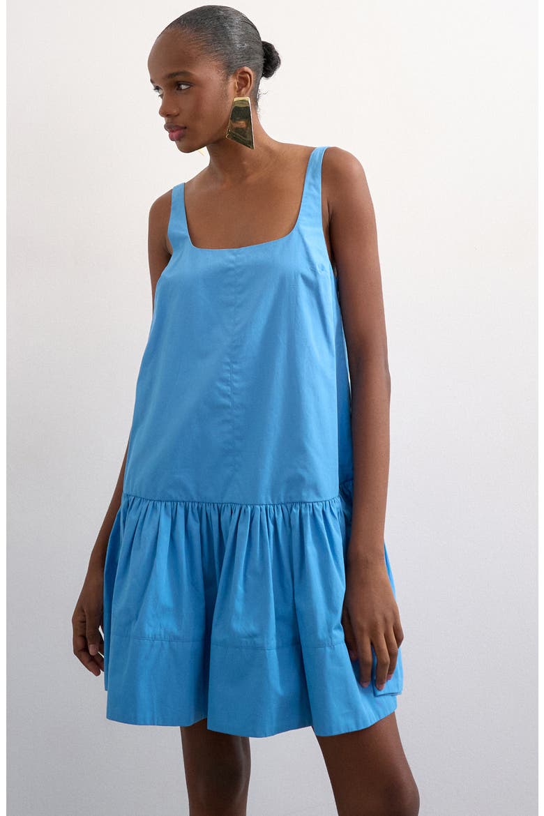 Square Neck Cotton Poplin Dress, Main, color, MBLUE