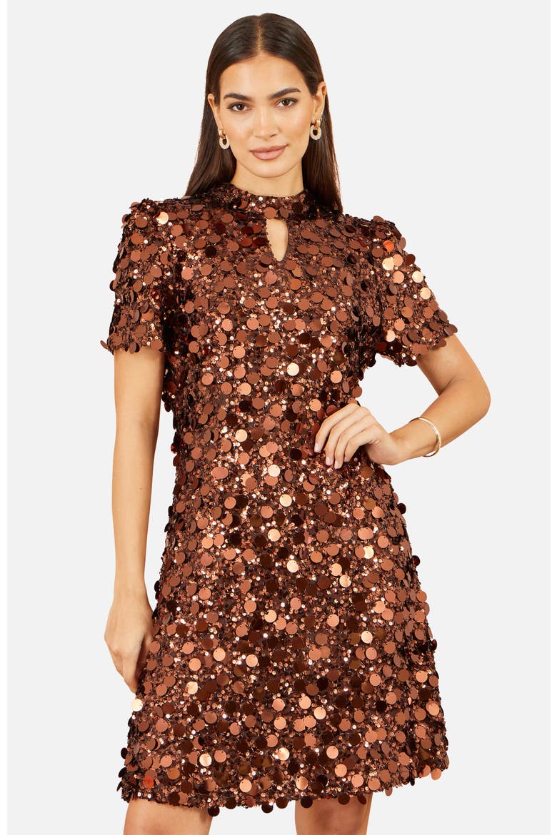 Big Sequin Tunic Dress, Alternate, color, Copper