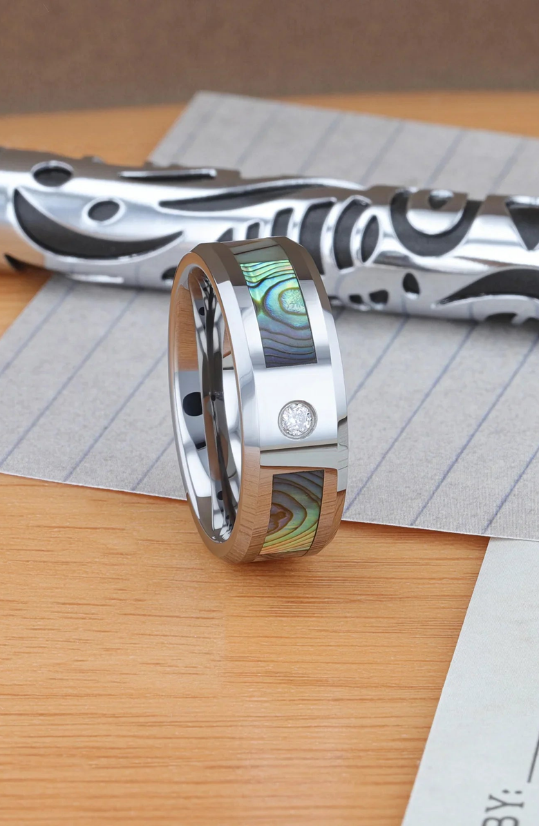 Larson Jewelers Honolulu Mother of Pearl White Diamond Ring, Alternate, color, Mother Of Pearl