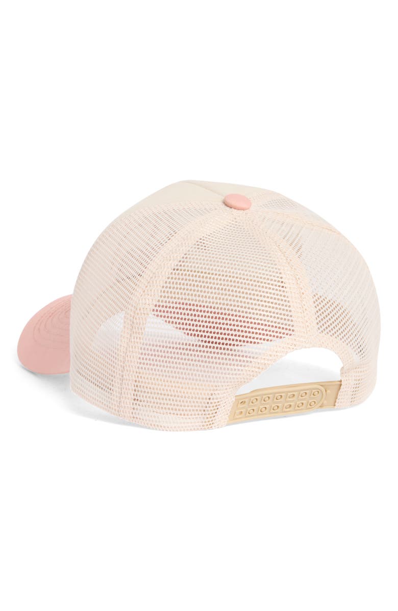 WORN/WEST Cherry Embroidered Trucker Hat, Alternate, color, Cream/ Pink