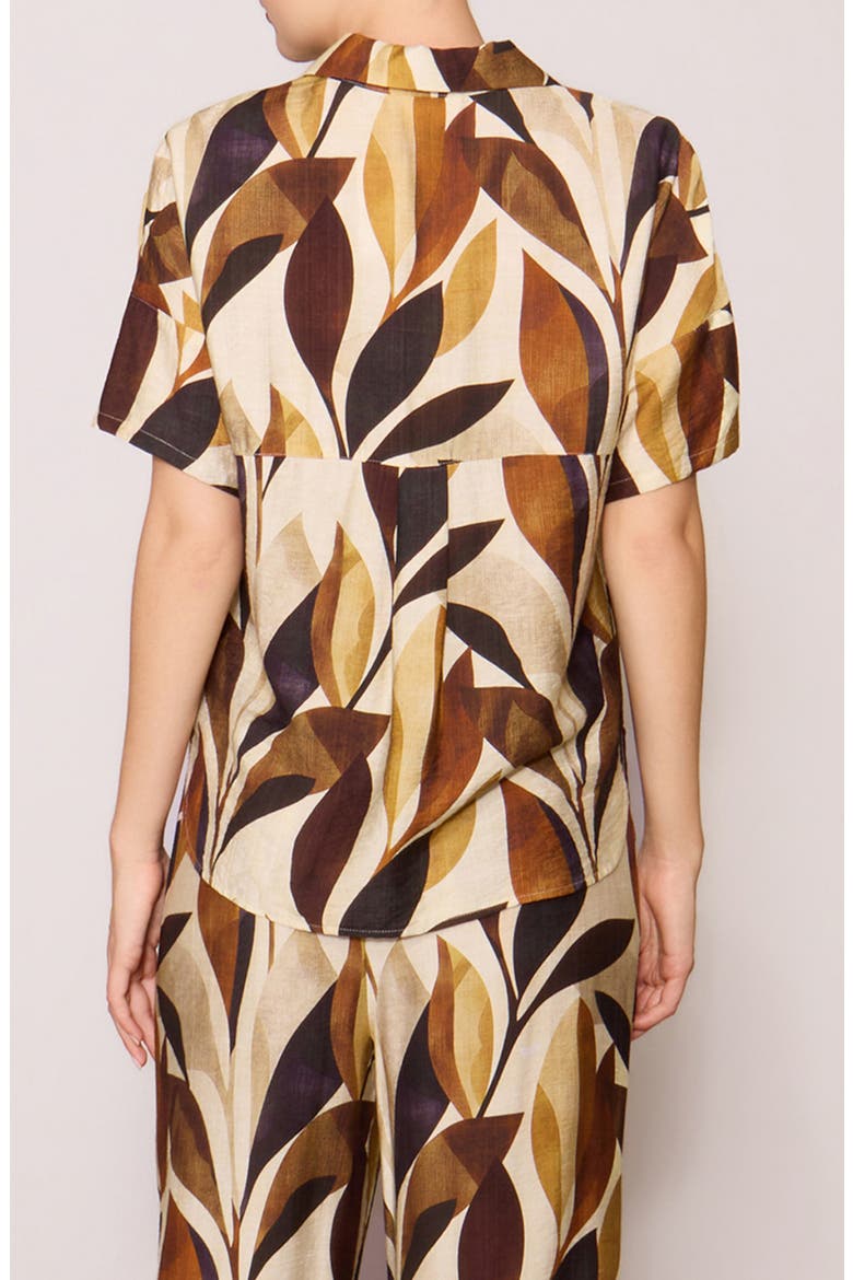 Easy Woven Pullover Shirt, Alternate, color, BEIGE MULTI LEAF