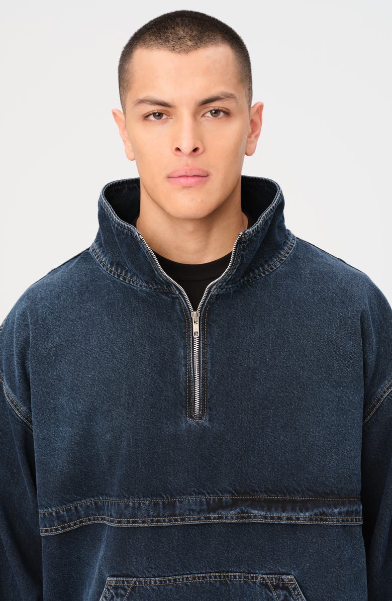 WARP+WEFT Oversize Denim Half Zip Popover Jacket, Alternate, color, 