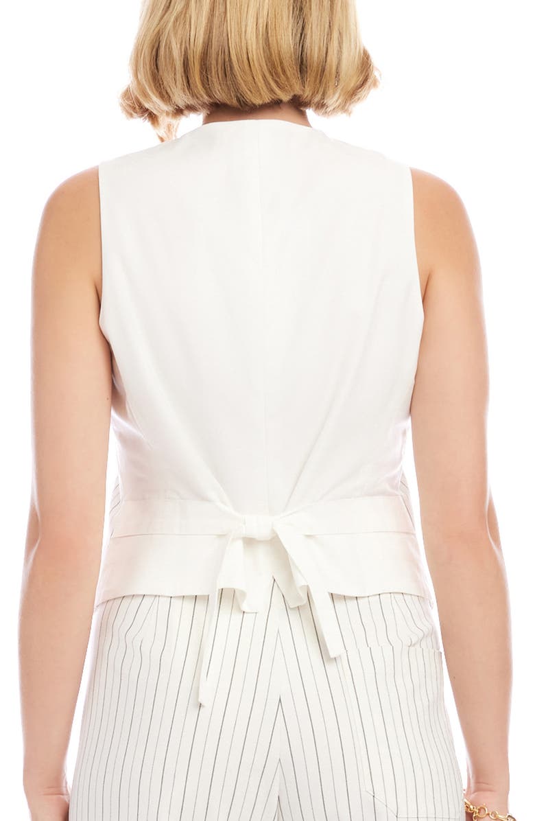 Karen Kane Stripe Cotton Blend Vest, Alternate, color, White Stripe