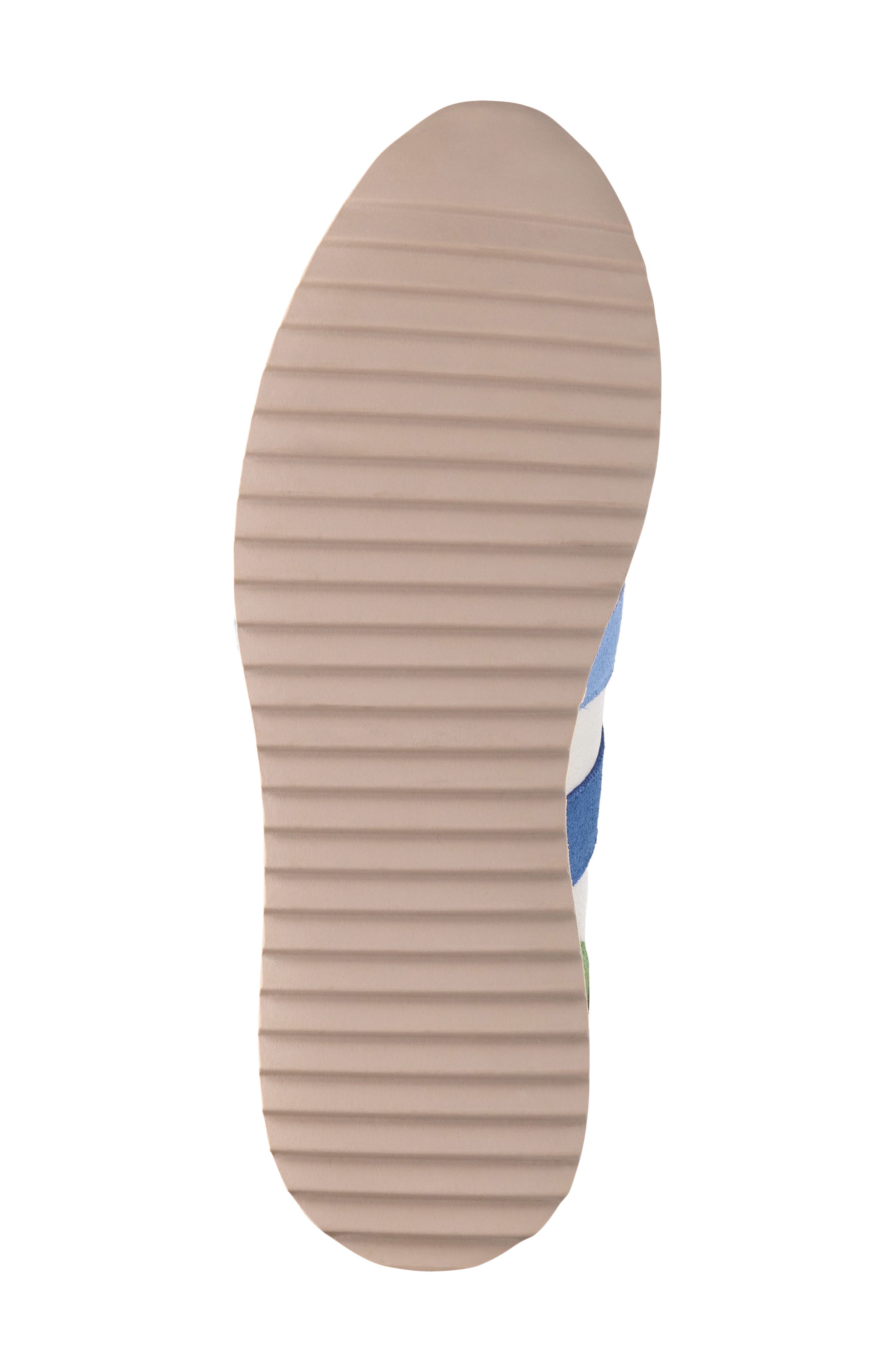 Johnston & Murphy Gracie Double Strap Platform Sneaker, Alternate, color, White/ Blue/ Green Suede